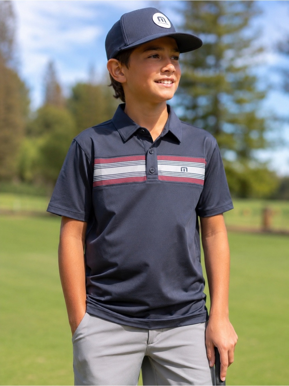 TravisMathew Boys Performance Golf Polo Shirt Youth Small NWOT